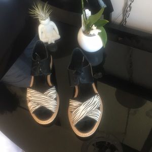 Black open toe sandals.  Gently worn all leather